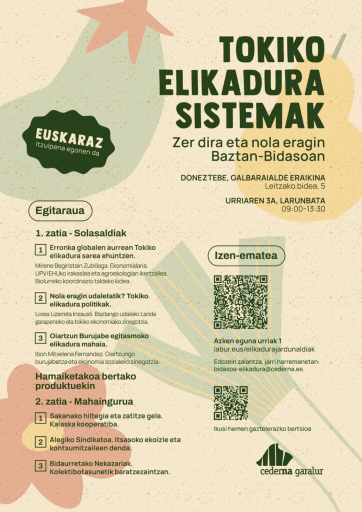 Tokiko Elikadura Sistemak: Zer dira eta nola eragin Baztan-Bidasoan. Sistemas agroalimentarios locales:  qué son y cómo incidir en Baztan-Bidasoa